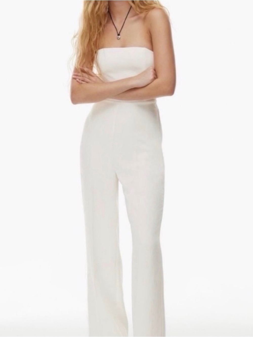 Aritzia Strapless Wide-Leg Jumpsuit in Off-White